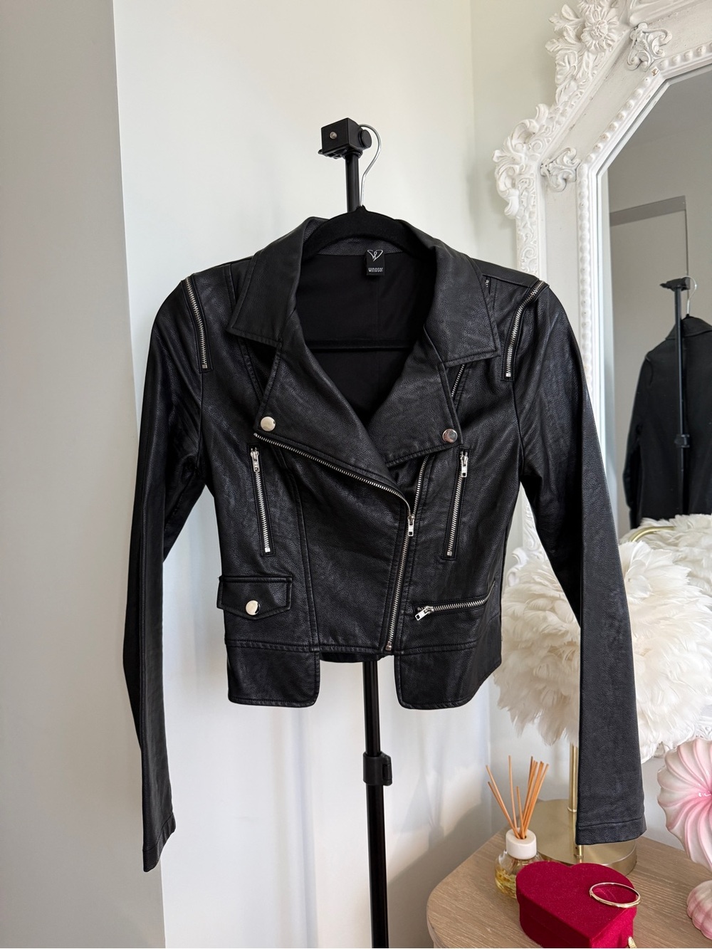 Black Faux Leather Moto Jacket